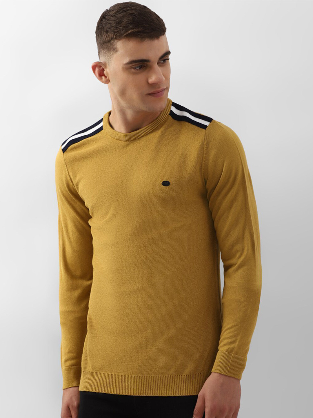 Peter England Casuals Striped Crew Neck Long Sleeve Acrylic Pullover Sweater