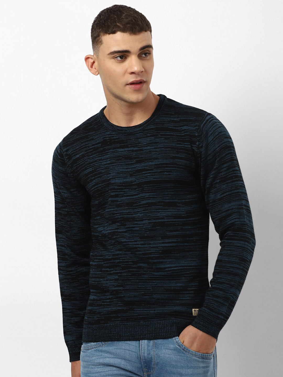 PETER ENGLAND UNIVERSITY Striped Crew Neck Long Sleeve Acrylic Pullover Sweater