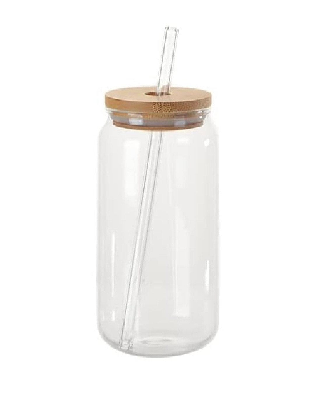 1219 Avenue Transparent Juice Glass Can with Lid and Glass Straw 550 ml
