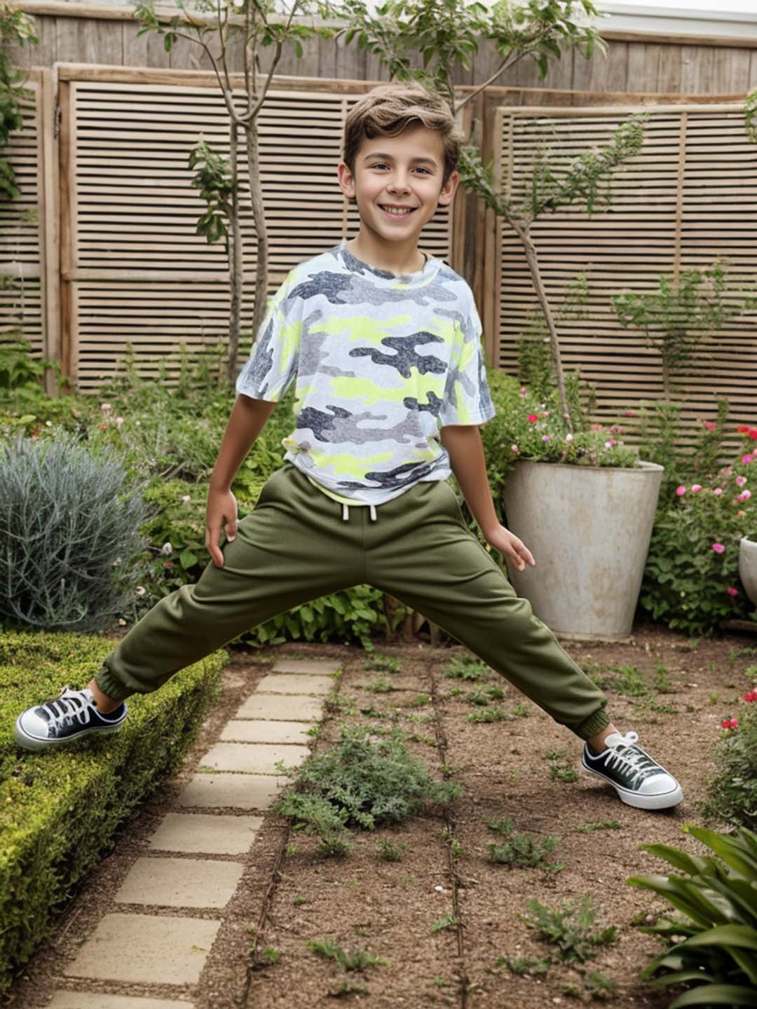 Jumping Joey Boys Camouflage Printed Pure Cotton Oversized T-shirt