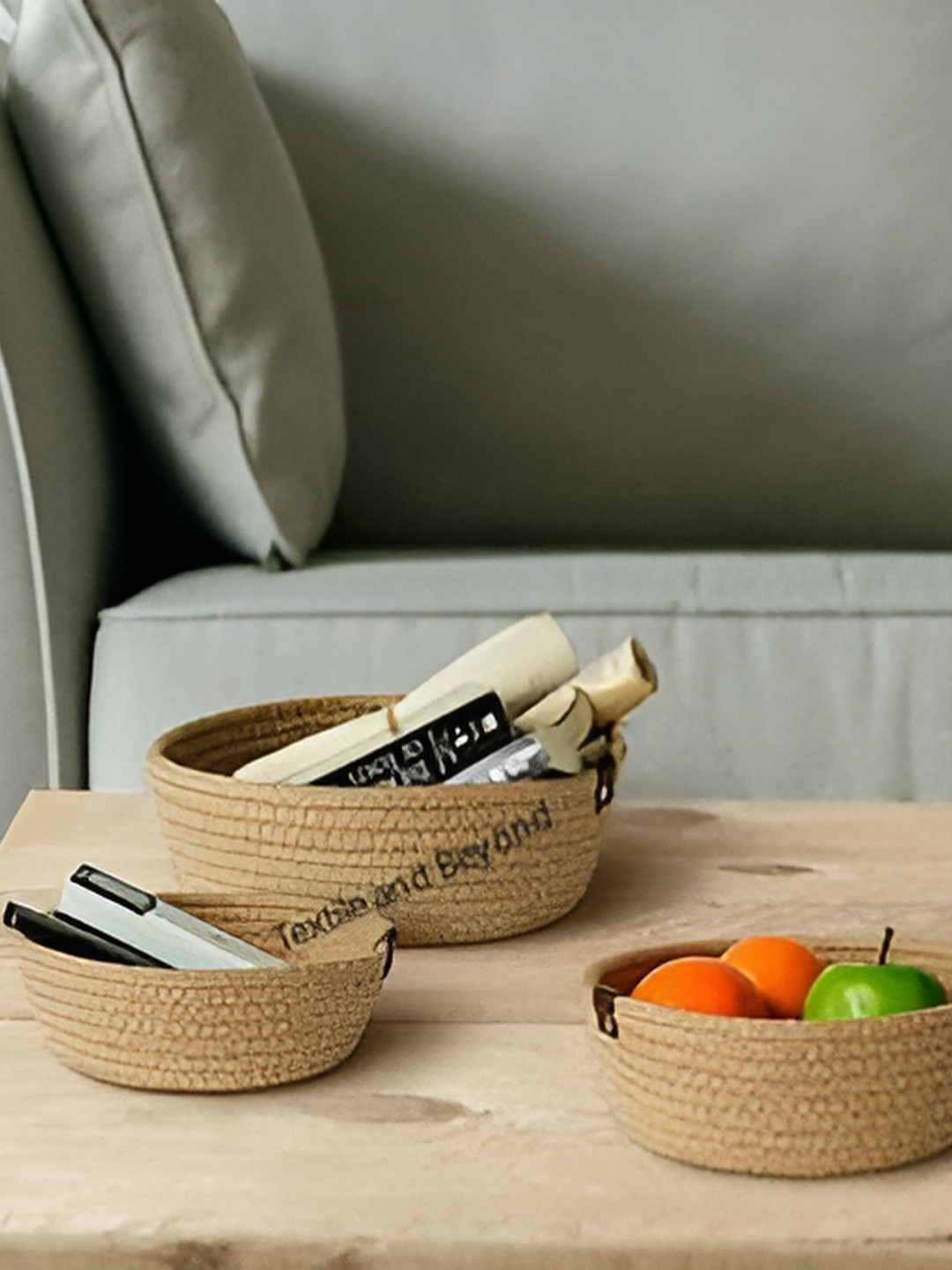 Textile and Beyond Brown 3 Pieces Jute Basket