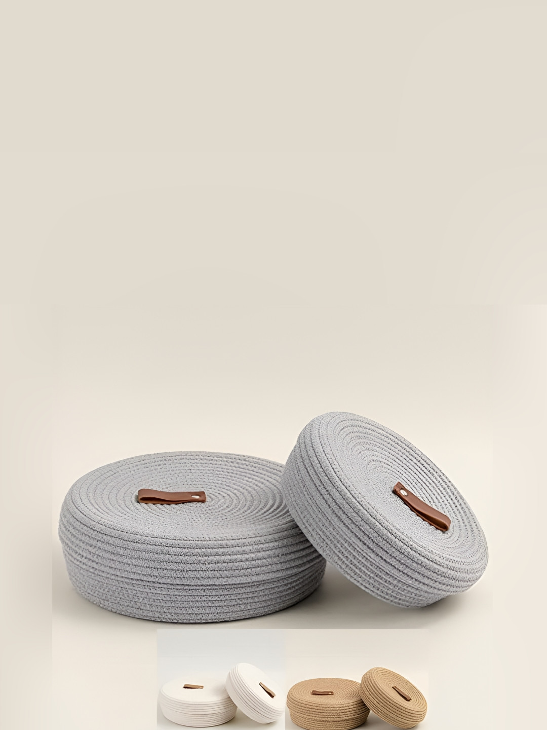 Textile and Beyond Grey Jute Tote Basket