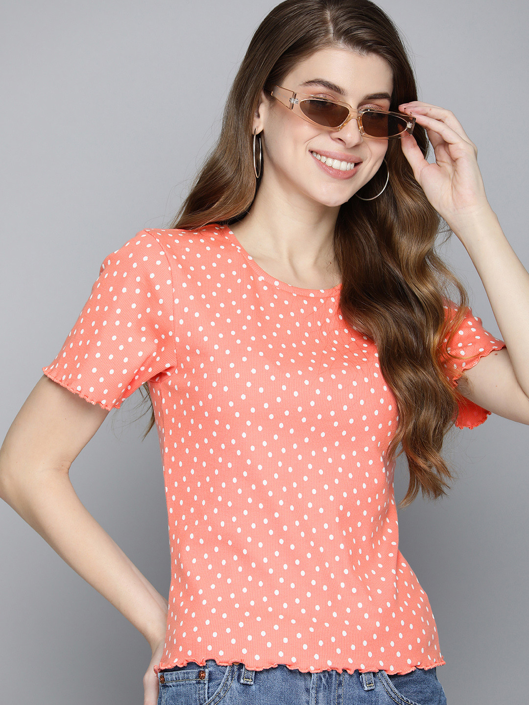 Levis Polka Dot Printed Ribbed T-shirt