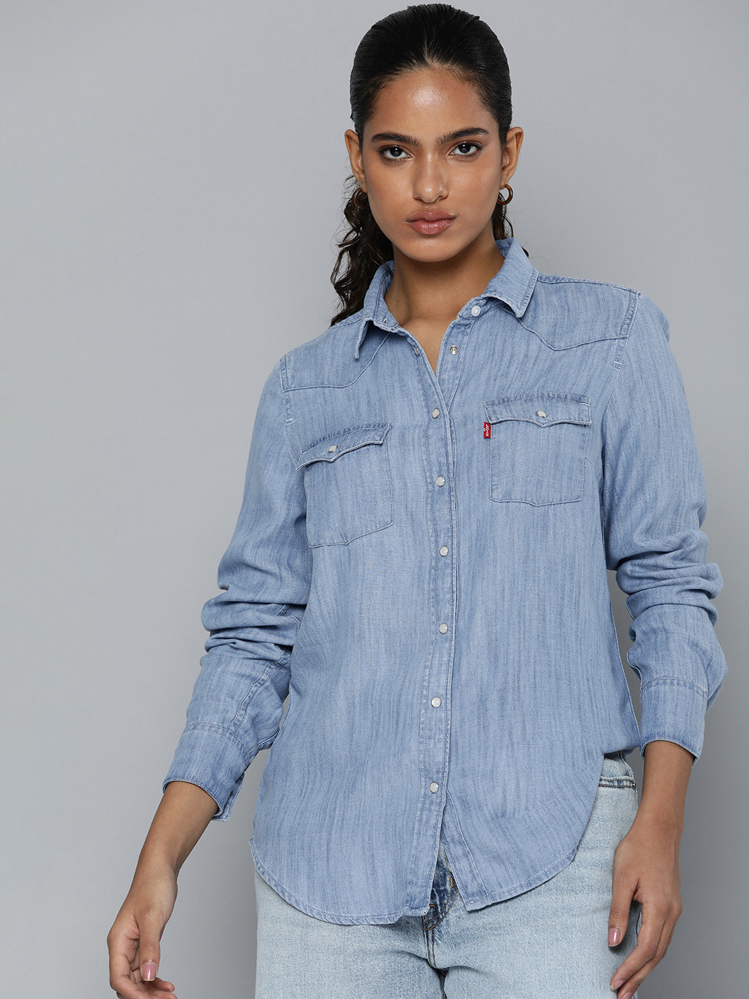 Levis Women Chambray Casual Shirt
