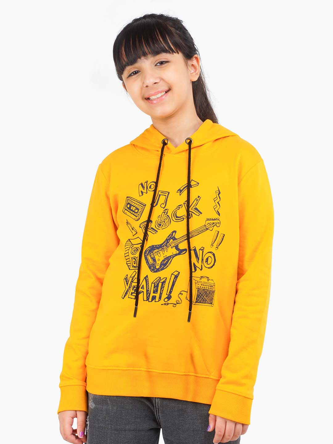 ariel Girls Graphic Printed Hooded Cotton Pullover