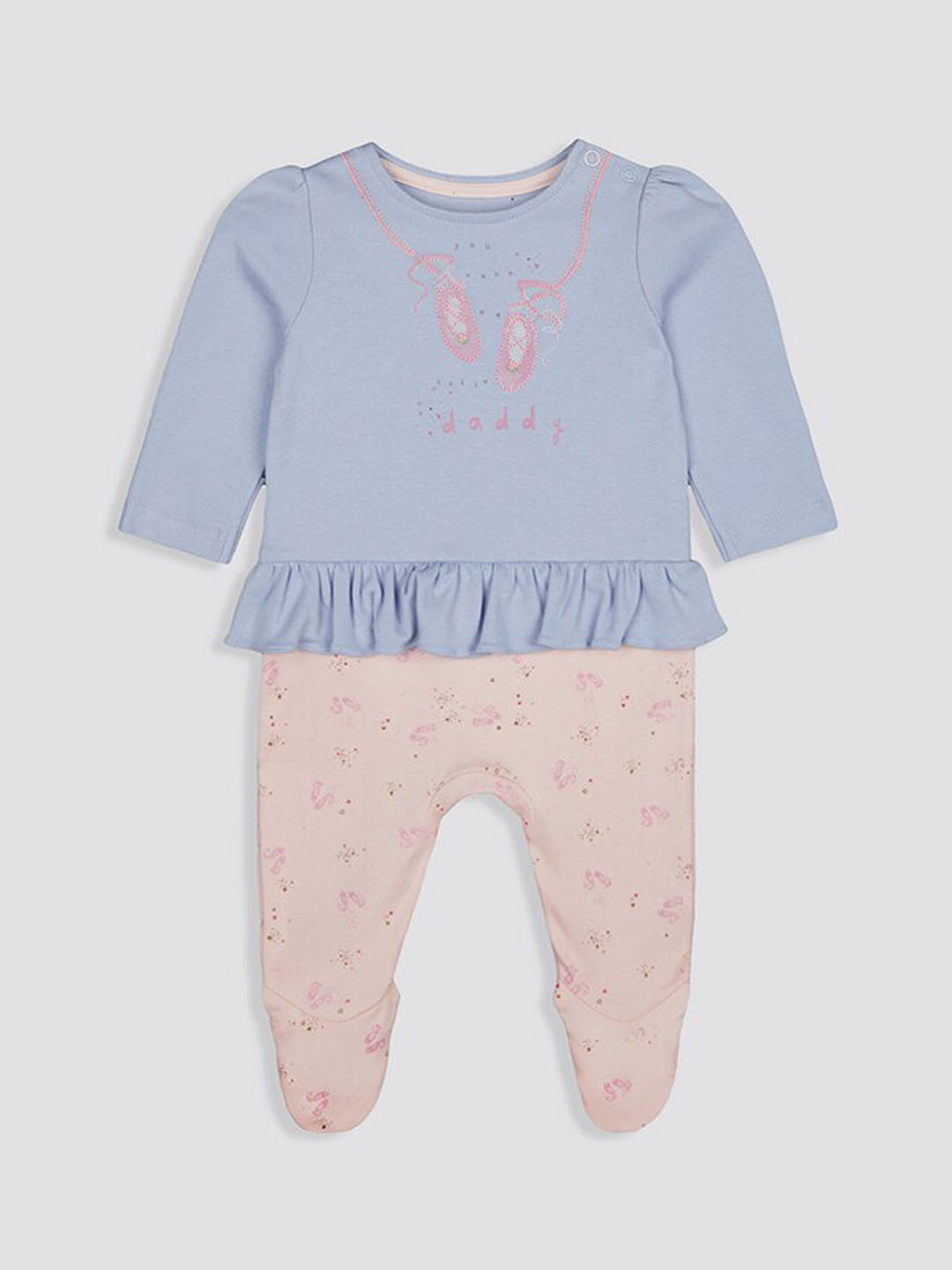 mothercare Infants Floral Embroidered Pure Cotton Sleepsuit