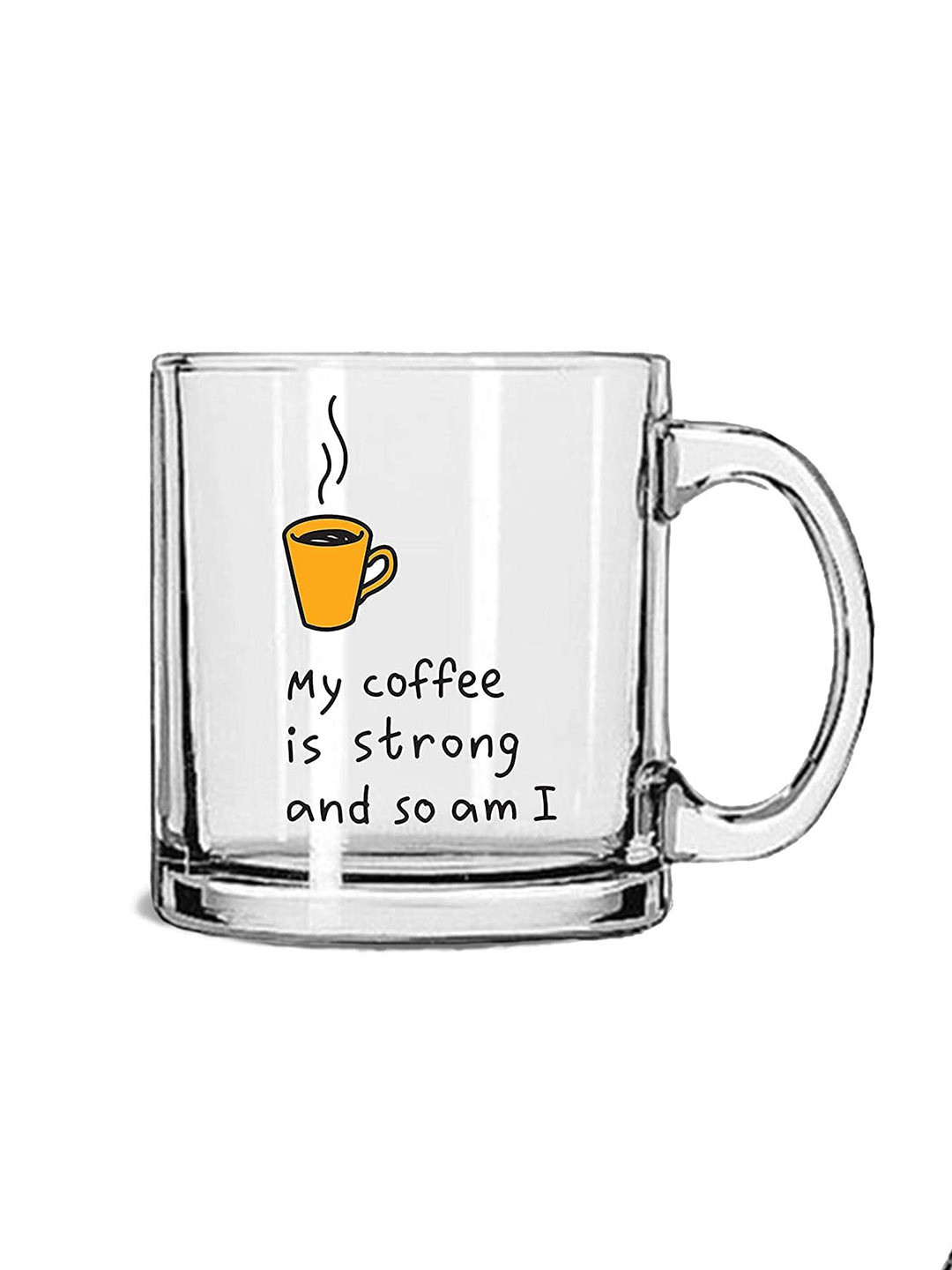 1219 Avenue Transparent Text or Slogans Printed Glass Glossy Cup 330 ml