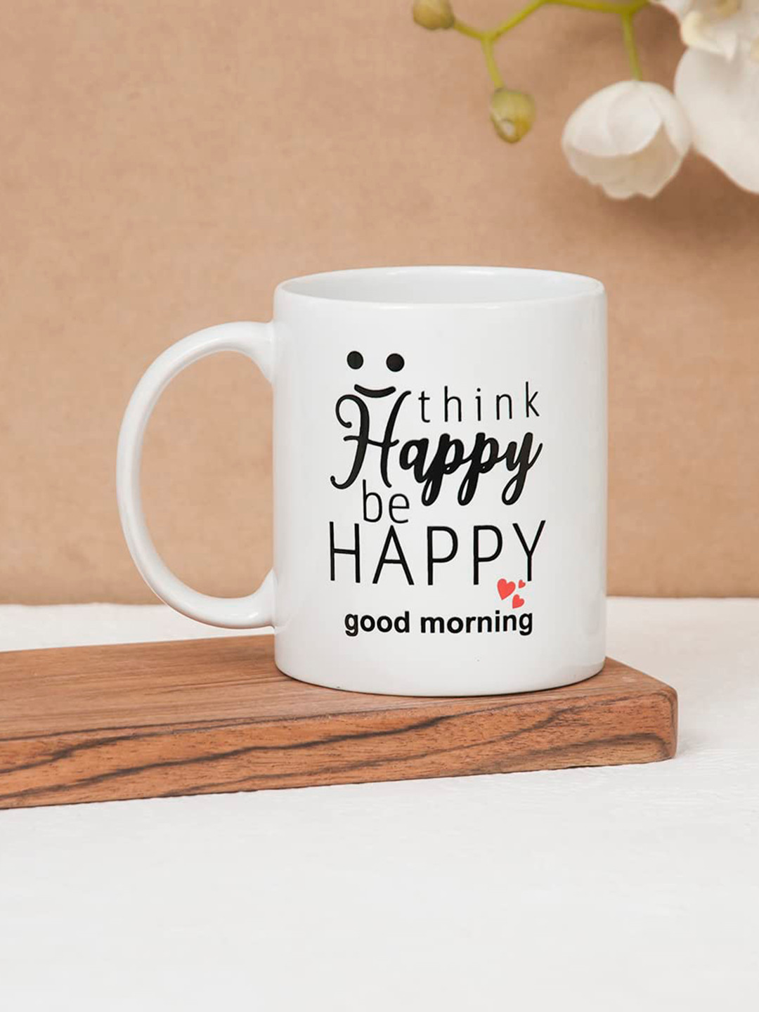 1219 Avenue White Printed Ceramic Microwave Safe Glossy Coffee Mug 300 ml