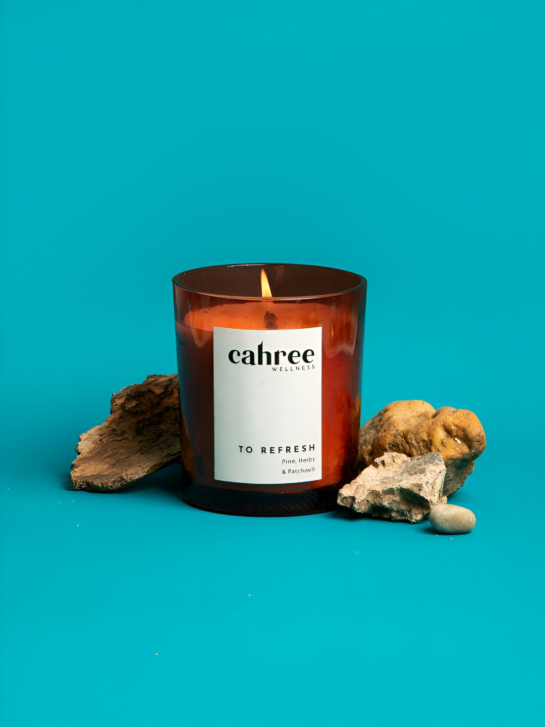 Cahree Wellness The Refresh Pine, Herbs and Patchouli Solid Geometric Regular Jar Candles