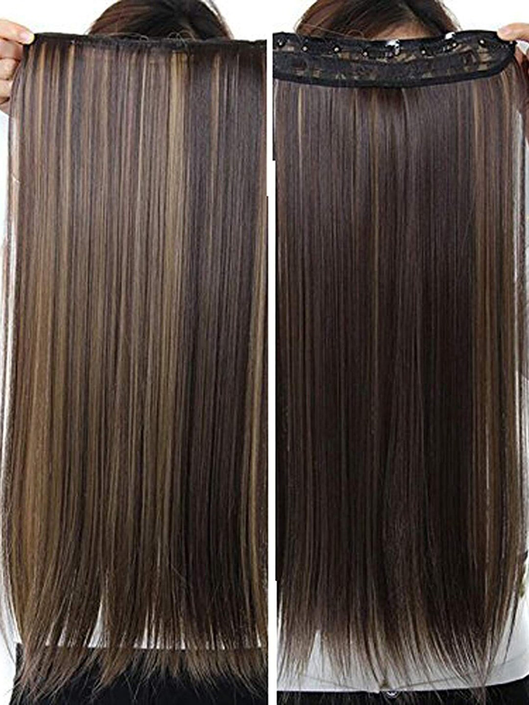 Krelin Women 5 Clips-Based 16-Inch Straight Synthetic Hair Extensions - Brown