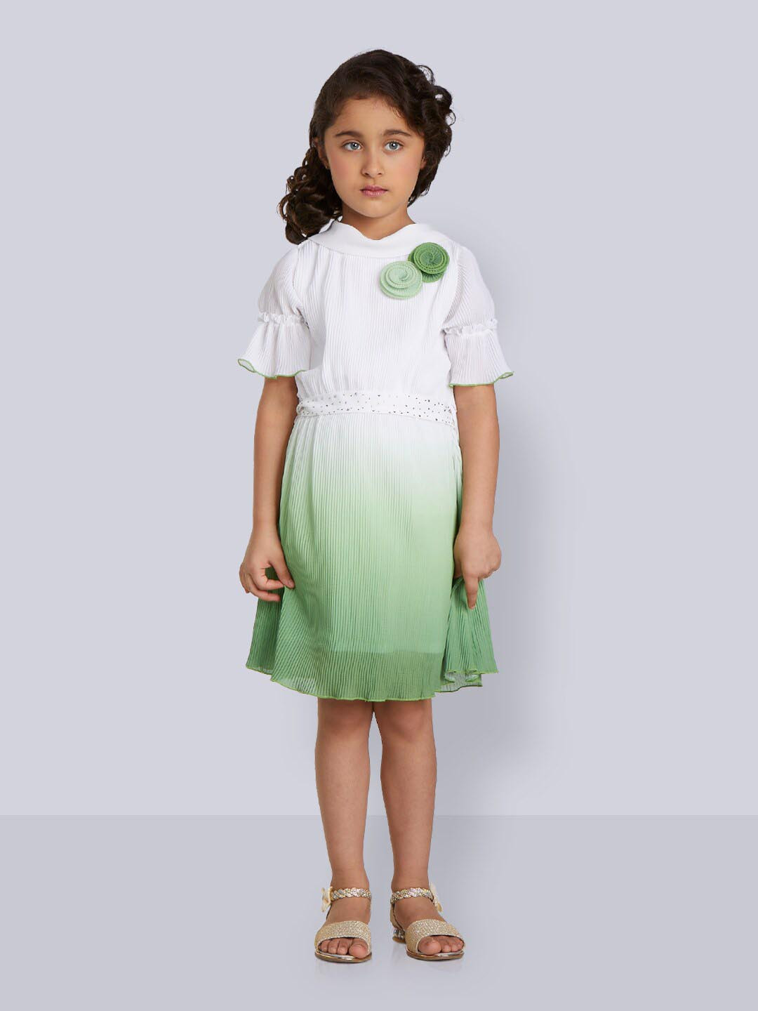 Peppermint Girls Ombre Dyed Bell sleeve A-Line Dress