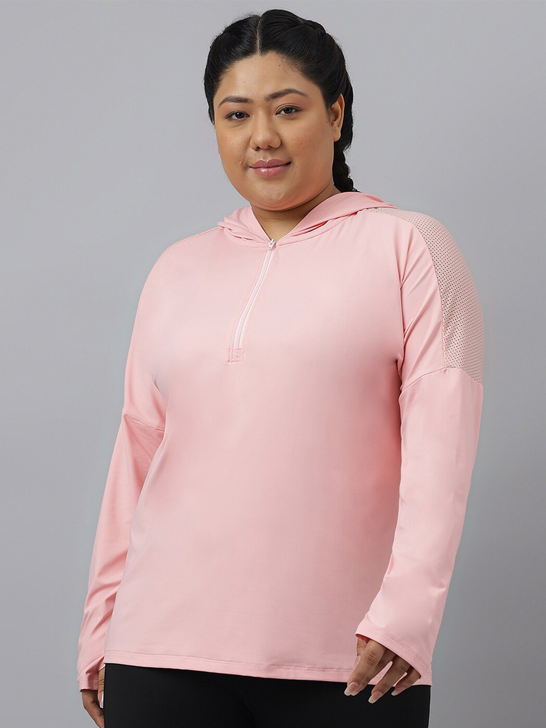 Fitkin Plus Size Super Anti-Odor Long Sleeve Hooded Top
