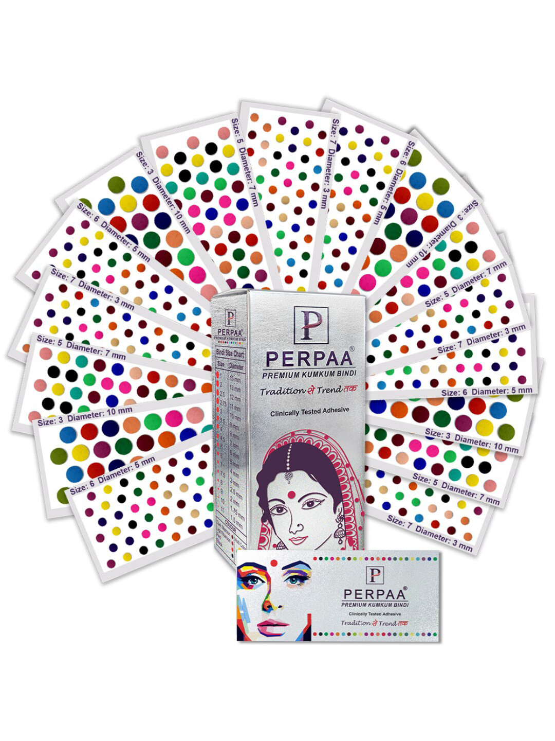 PERPAA Set of 16 Premium Velvet Multicolor Kumkum Bindi Flaps - Multicolored