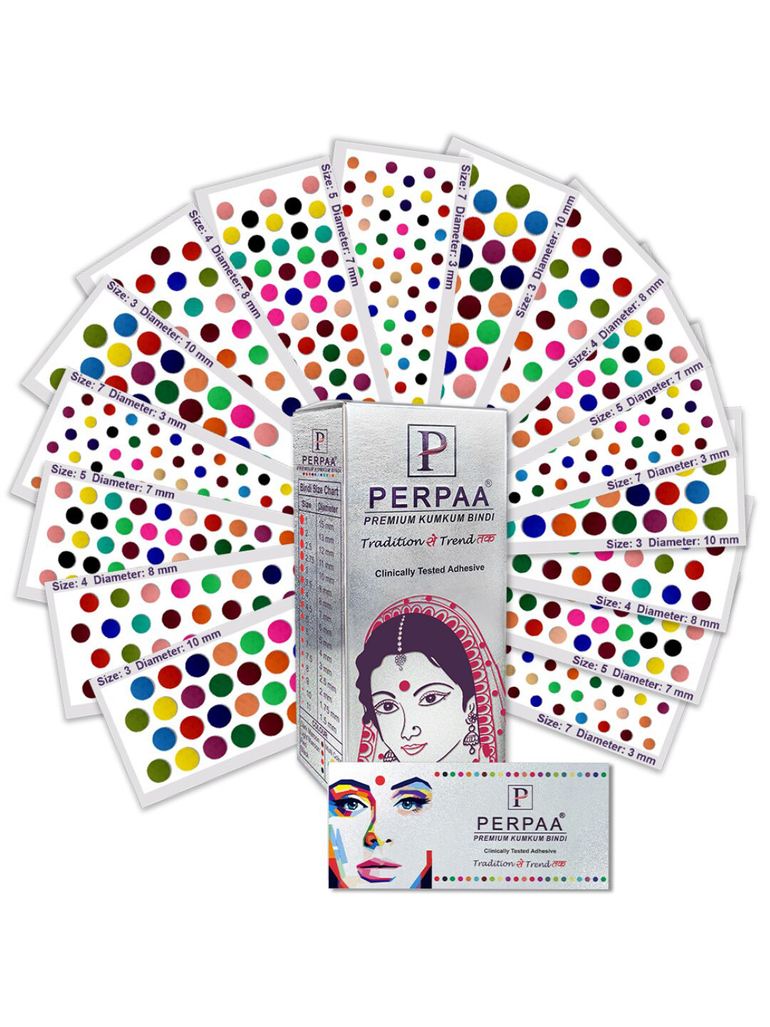 PERPAA Set of 16 Premium Velvet Multicolor Kumkum Bindi Flaps - Multicolored