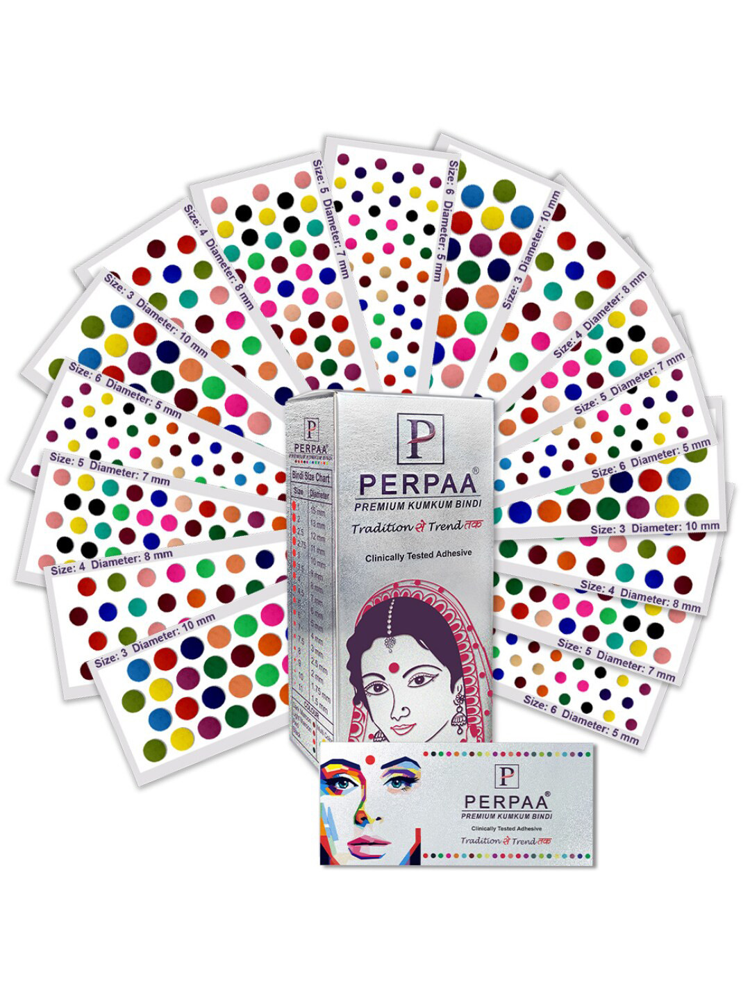 PERPAA Set of 16 Premium Velvet Multicolor Kumkum Bindi Flaps - Multicolored