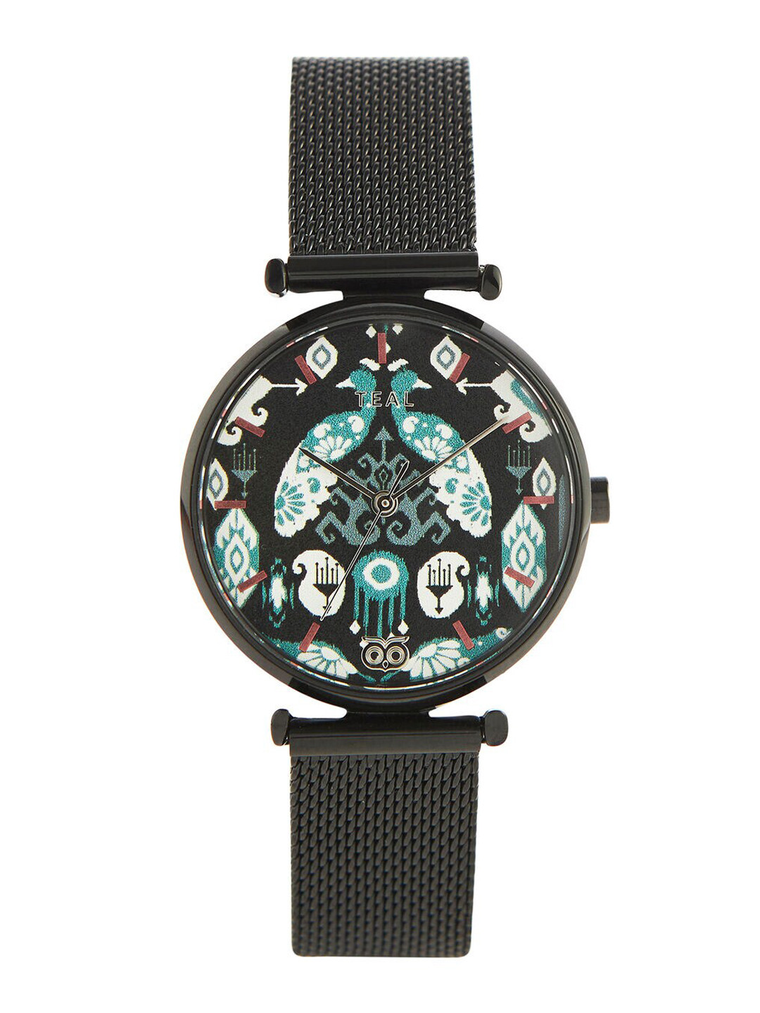TEAL BY CHUMBAK Women Peacock Printed Dial & Stainless Steel Bracelet Watch 8907605129513
