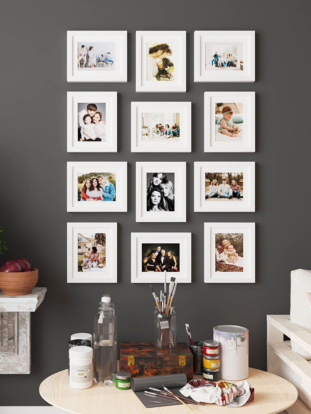Art Street White 12 Pieces Wooden Wall Photo Frames