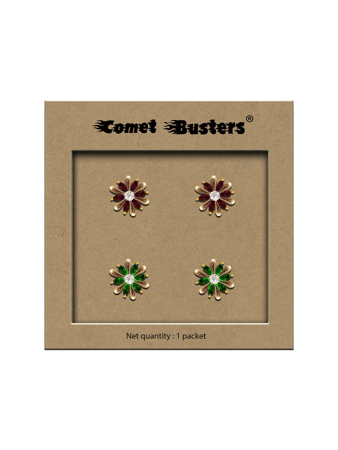 Comet Busters Pack of 2 Non Piercing Self Adhesive Stick Ons Stud Earrings