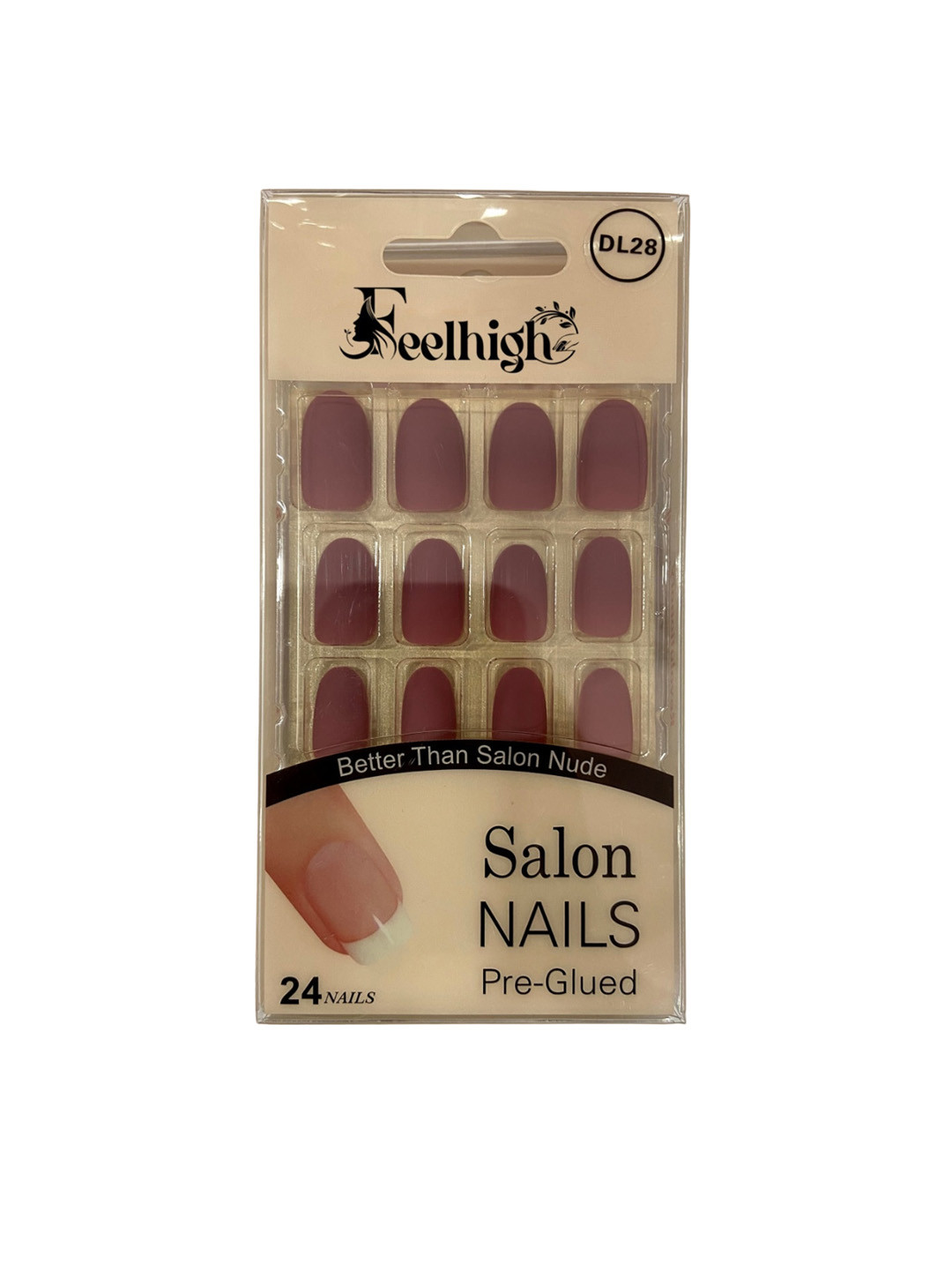 FEELHIGH 24Pcs Pre Glued Press On Artificial Nails - Shade 28