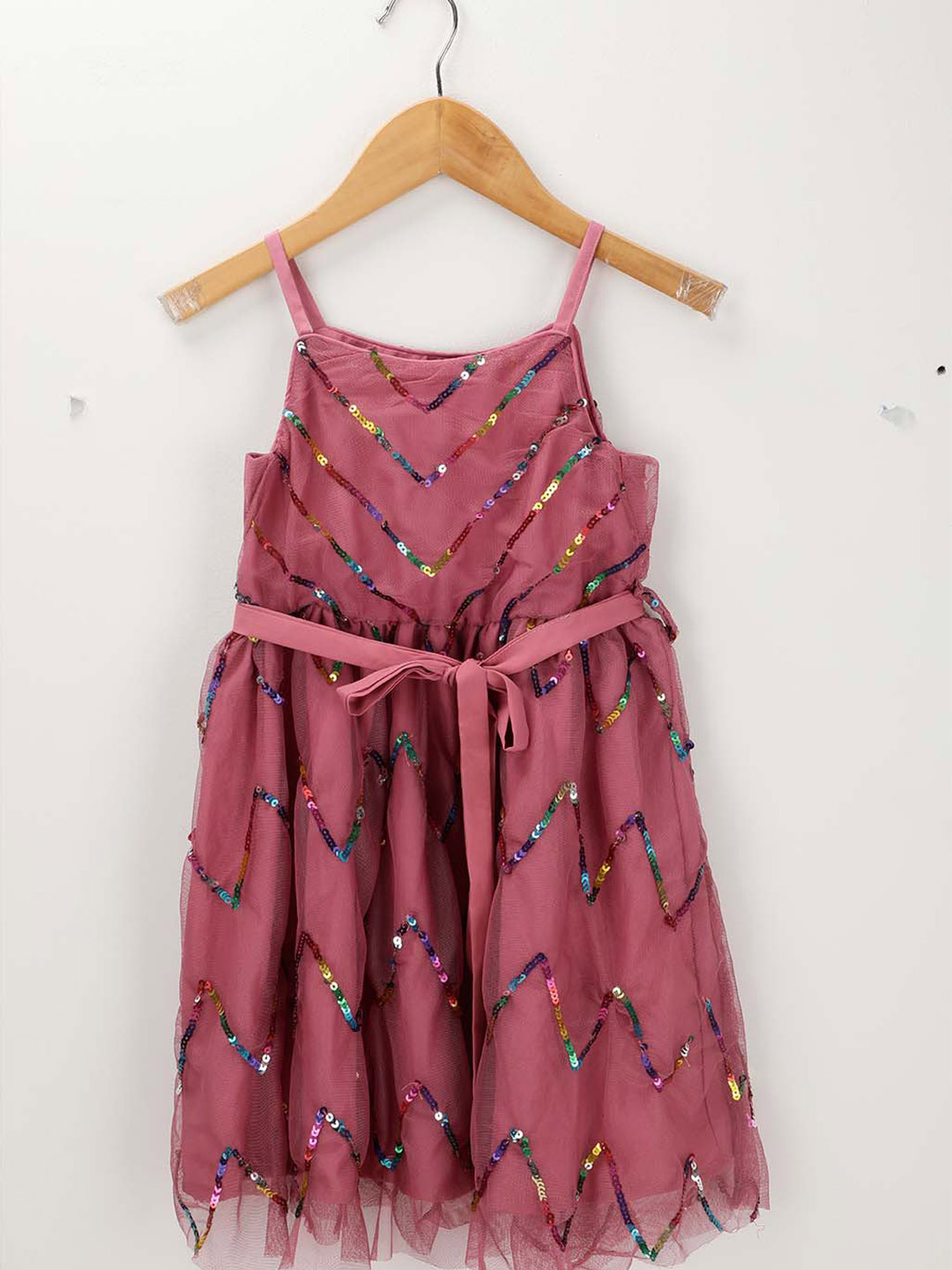 Cot'N Soft Girls Embellished Shoulder Strap Cotton A-Line Midi Dress