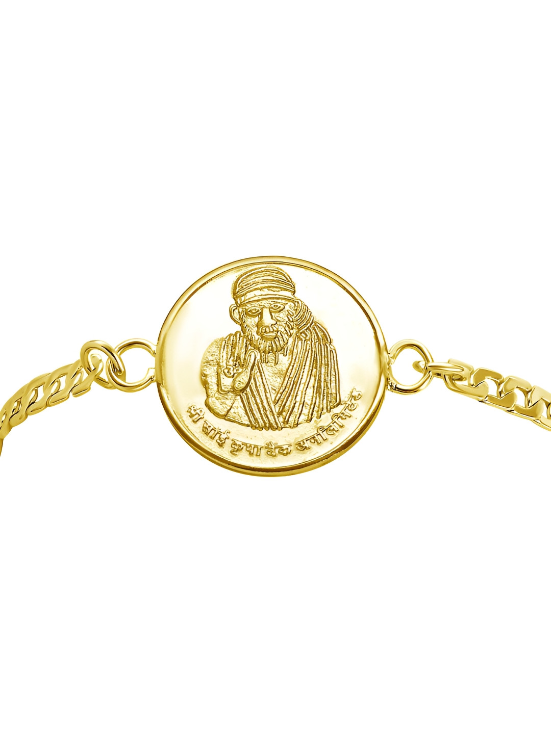 Pray Everyday Gold Plated Saibaba Cuff Bracelet