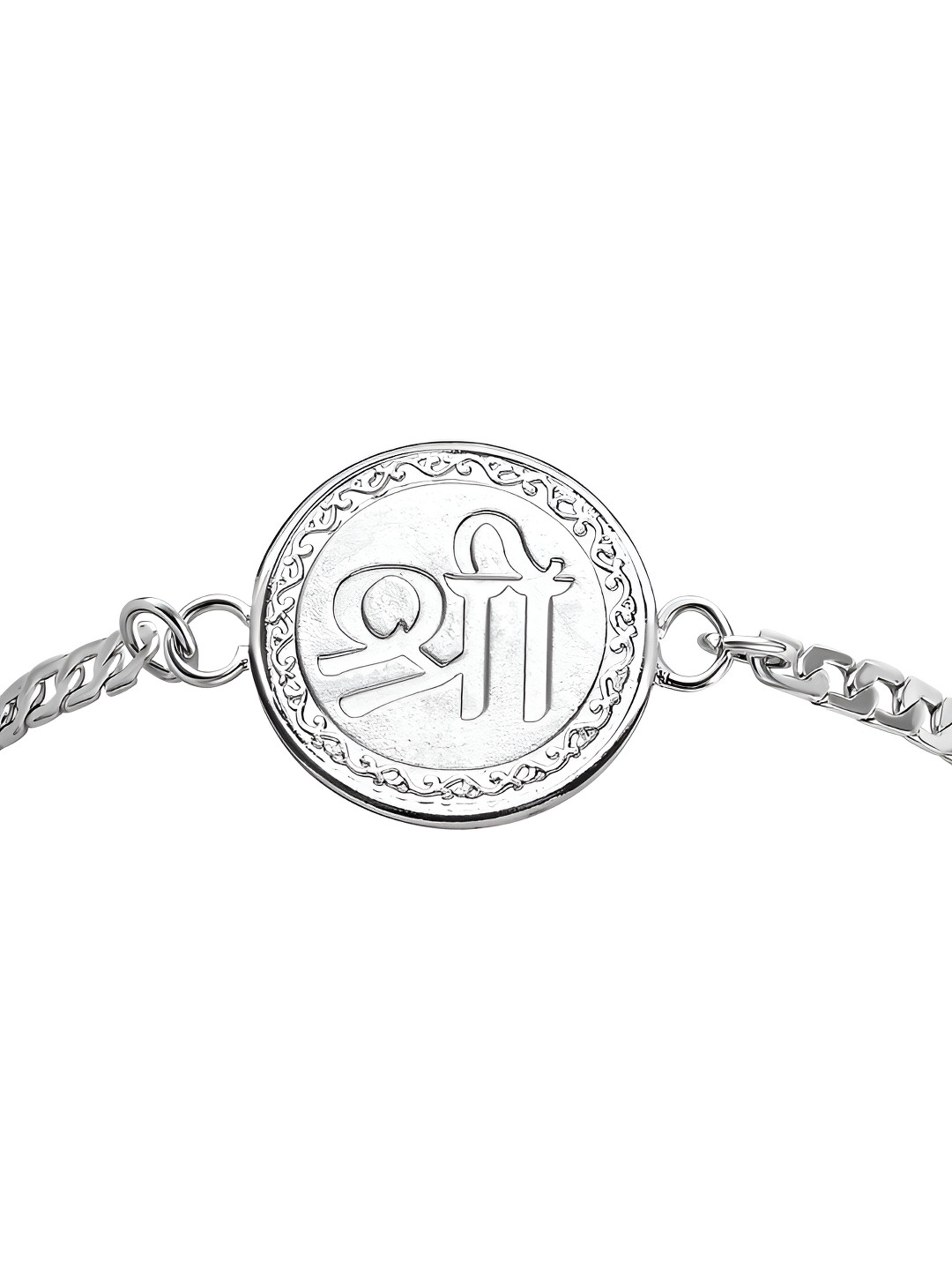 Pray Everyday Silver-Plated Shree Lakshmi Vaibhav Cuff Bracelet