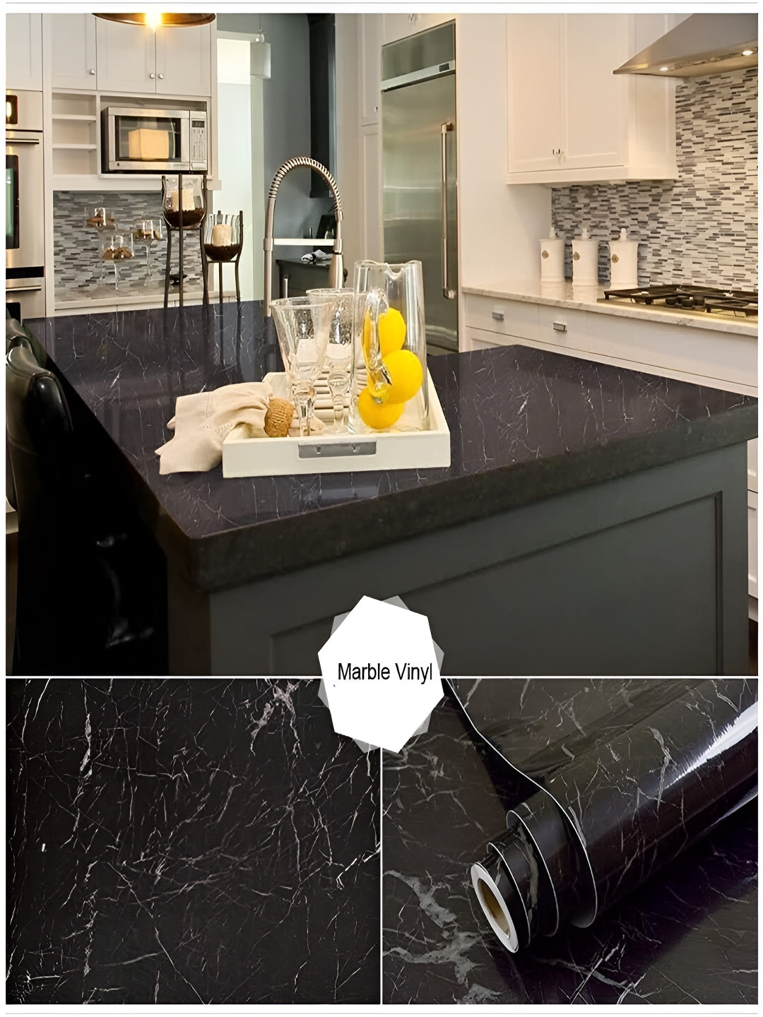 Univocean Black Abstract Self Adhesive Waterproof Removable 3D Wallpaper