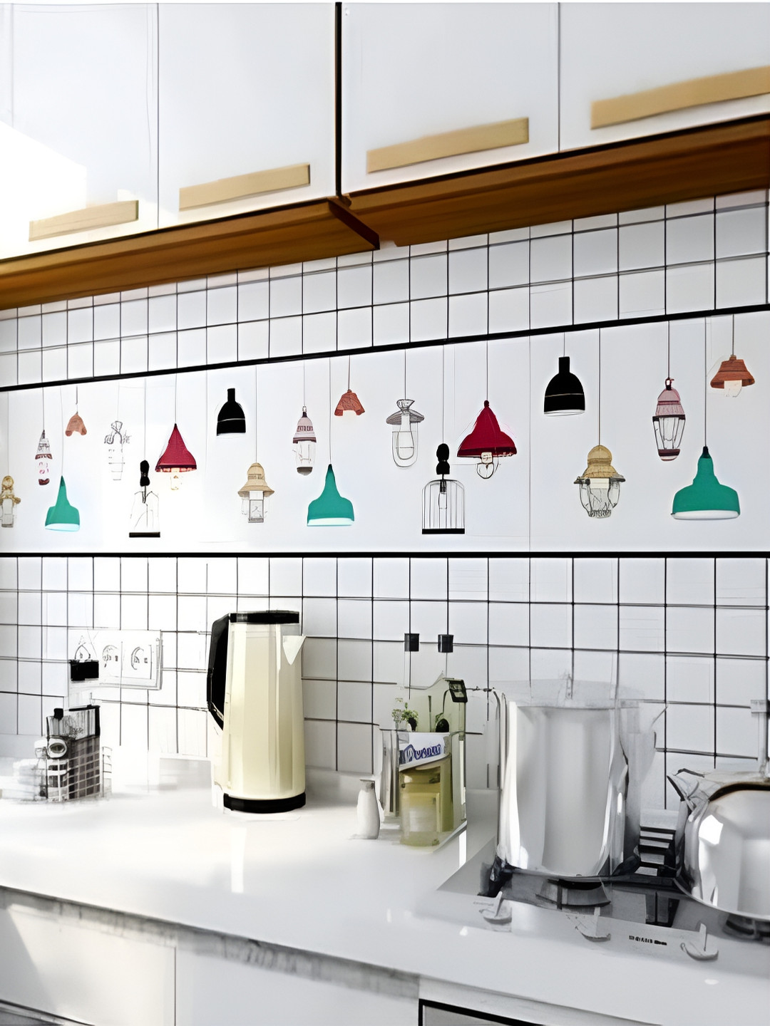 Univocean White & Black Geometric Self Adhesive Waterproof Removable 3D-Wallpaper