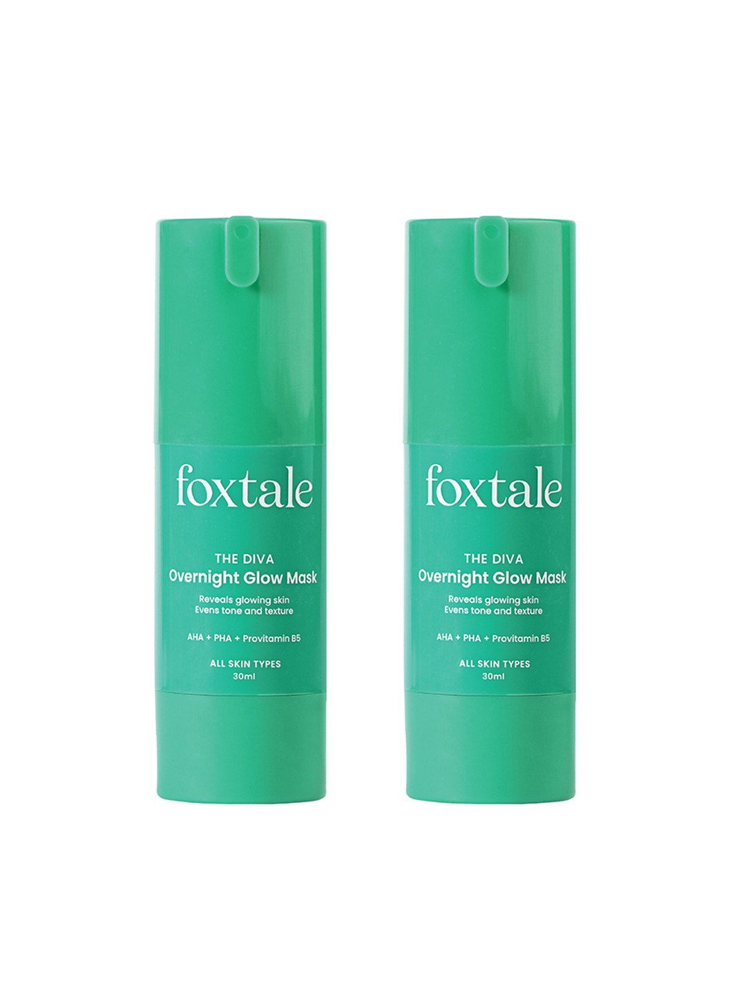 FoxTale Set of 2 The Diva Overnight Glow Face Mask with AHA & PHA - 30 ml Each
