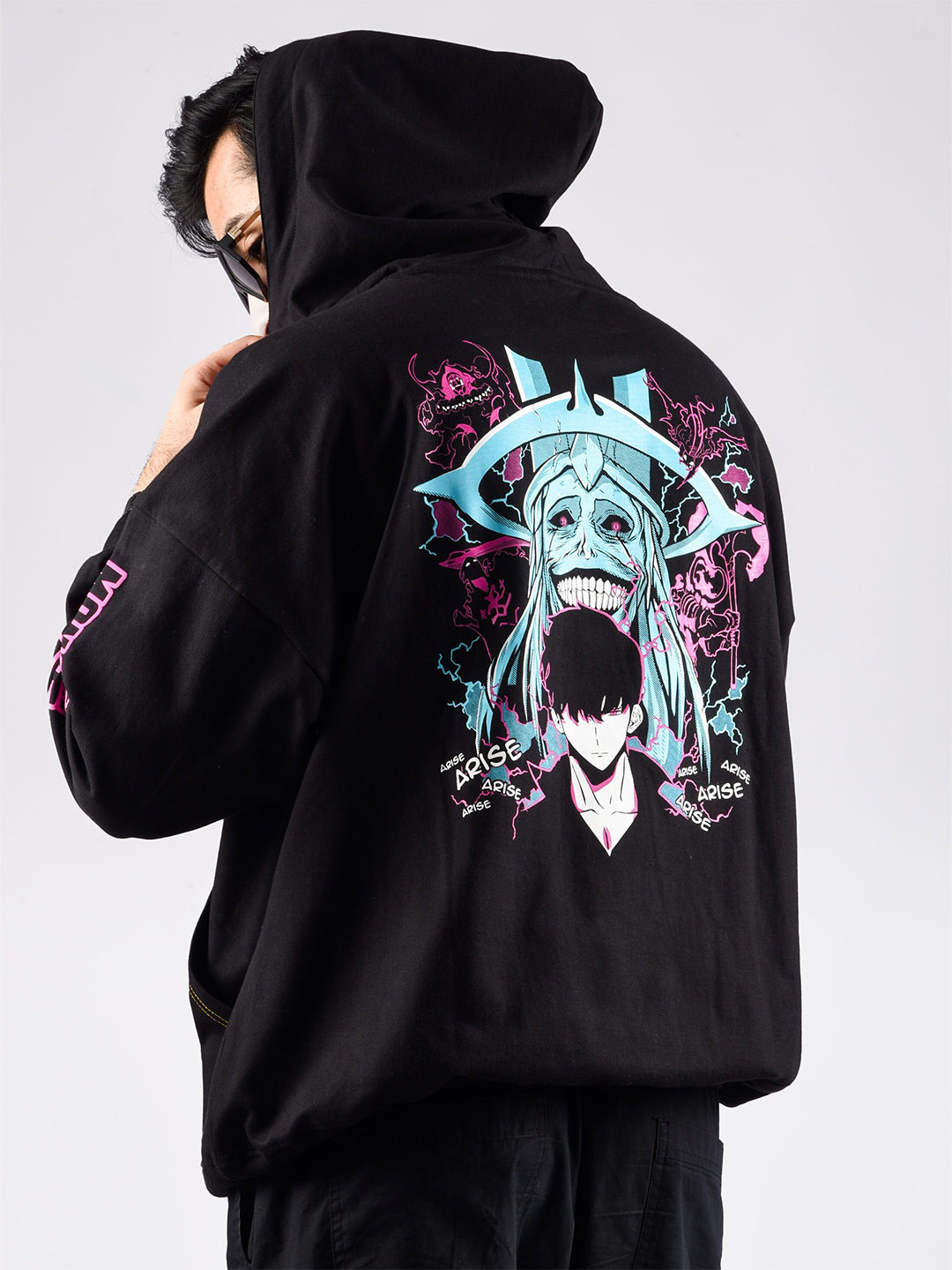 COMICSENSE Solo Leveling Printed Oversized Hooded Sweatshirt