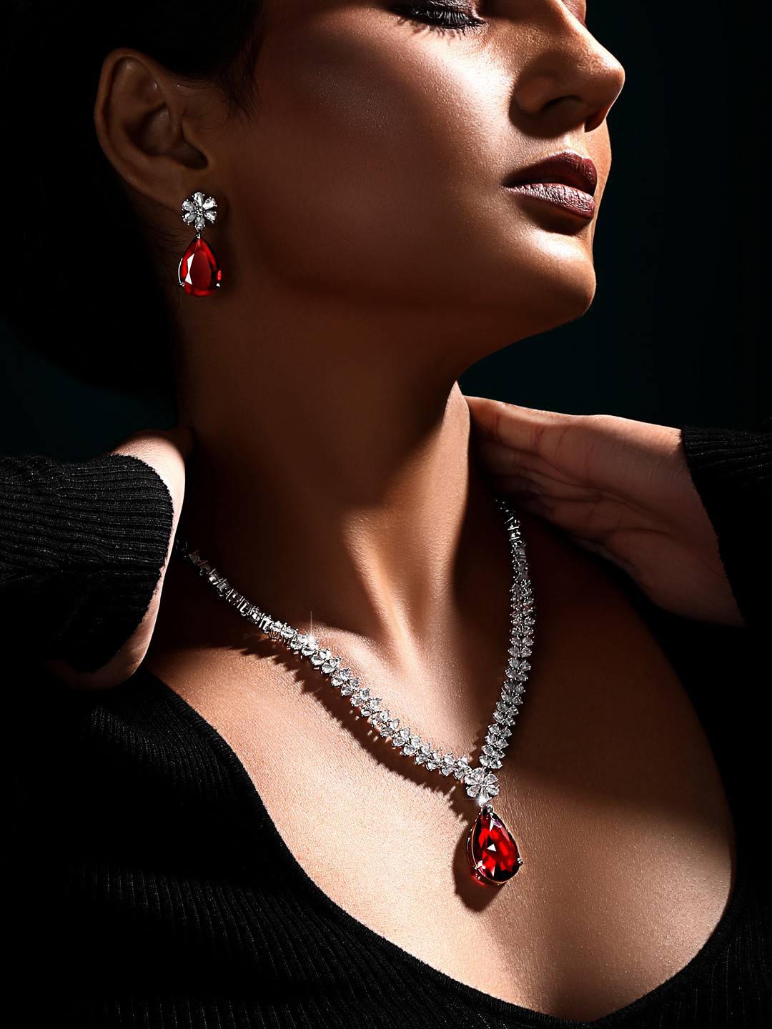 ASMITTA JEWELLERY Rhodium-Plated CZ-Studded Jewellery Set