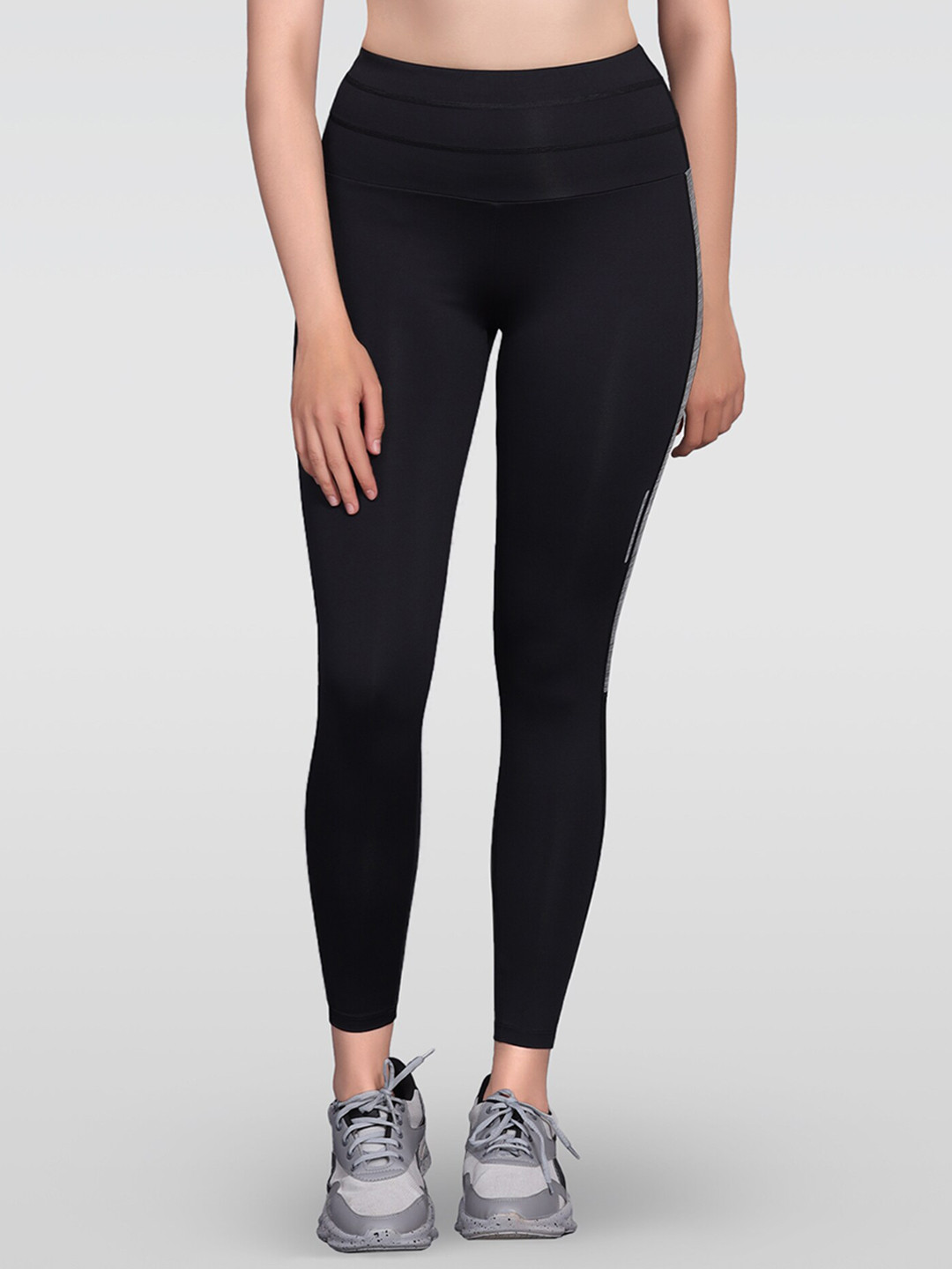 LAASA  SPORTS Mesh Panel Detailed High-Rise Dry-Fit Ankle-Length Gym Tights