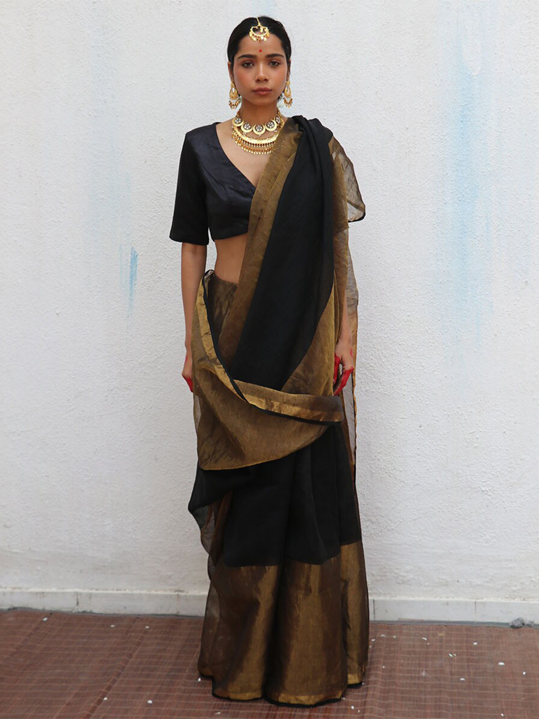 Chidiyaa Chandni Raatein Kalyani Linen Zari Saree