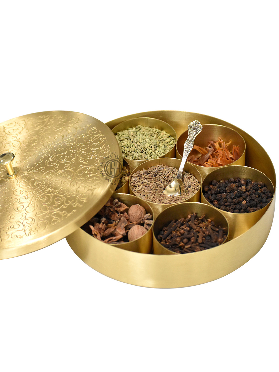 DSH Crafting Your Curiosity Gold Toned Textured Brass Spice Box