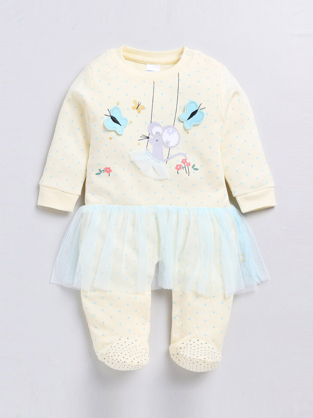 Moms Love Infant Girls Embroidered Pure Cotton Romper