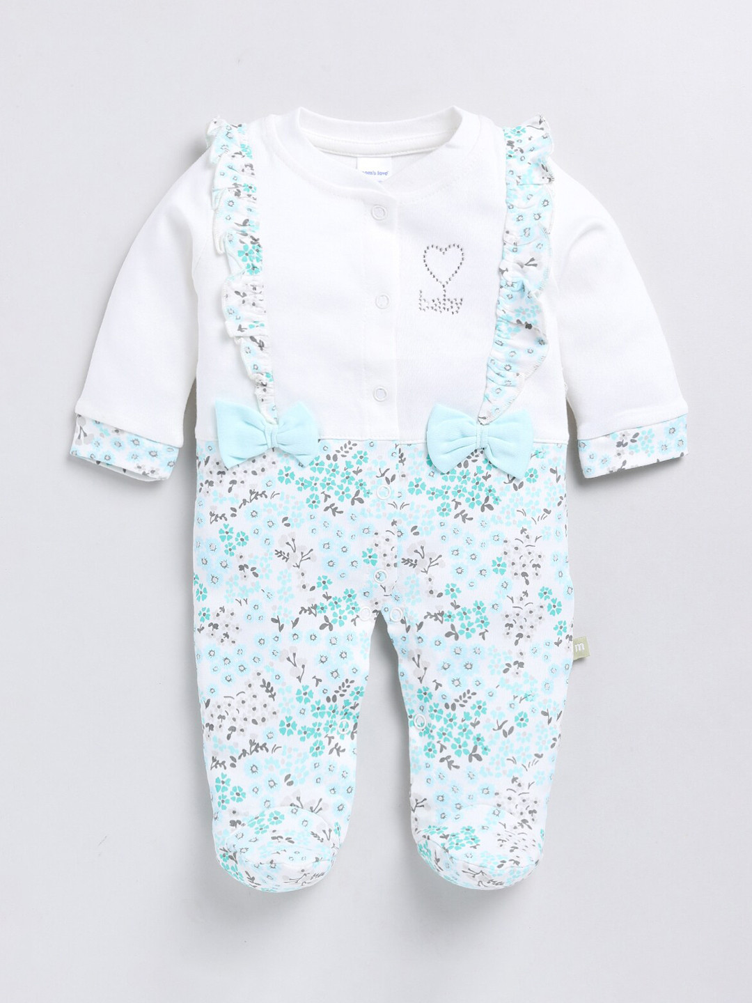 Moms Love Infant Girls Floral Printed Pure Cotton Romper With Headband