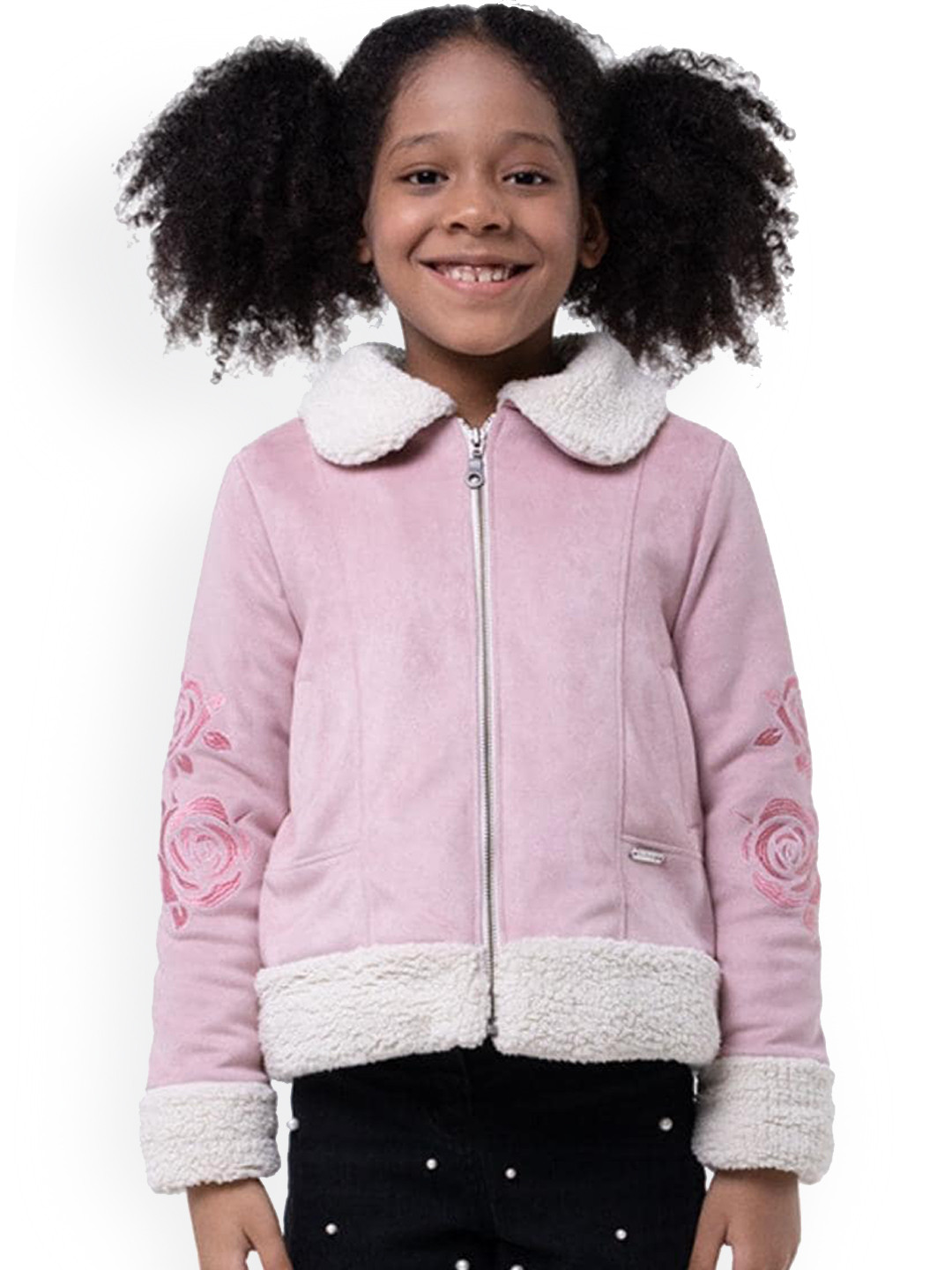 One Friday Girls Peter Pan Collar Tailored Jacket With Faux Fur Detail