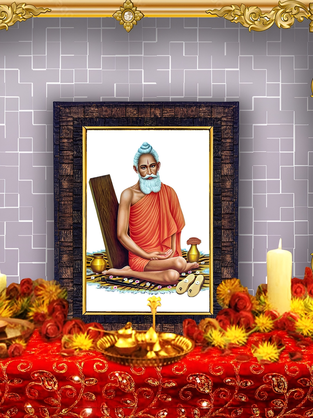 Hawai Black Baba Lokenath Wooden Wall Photo Frames