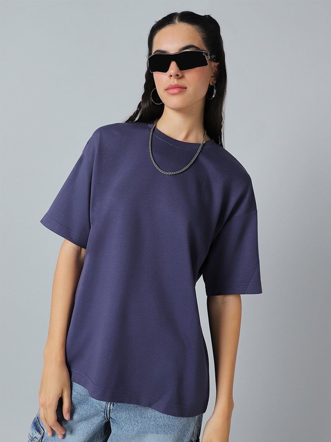 Bewakoof Heavy Duty 1.0 Women Skipper Blue Oversized T-shirt