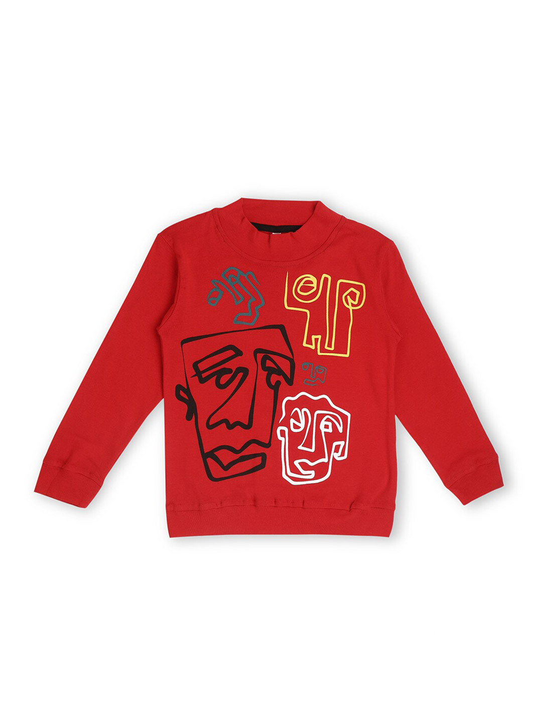 earth conscious Girls Graphic Printed High Neck Cotton T-shirt