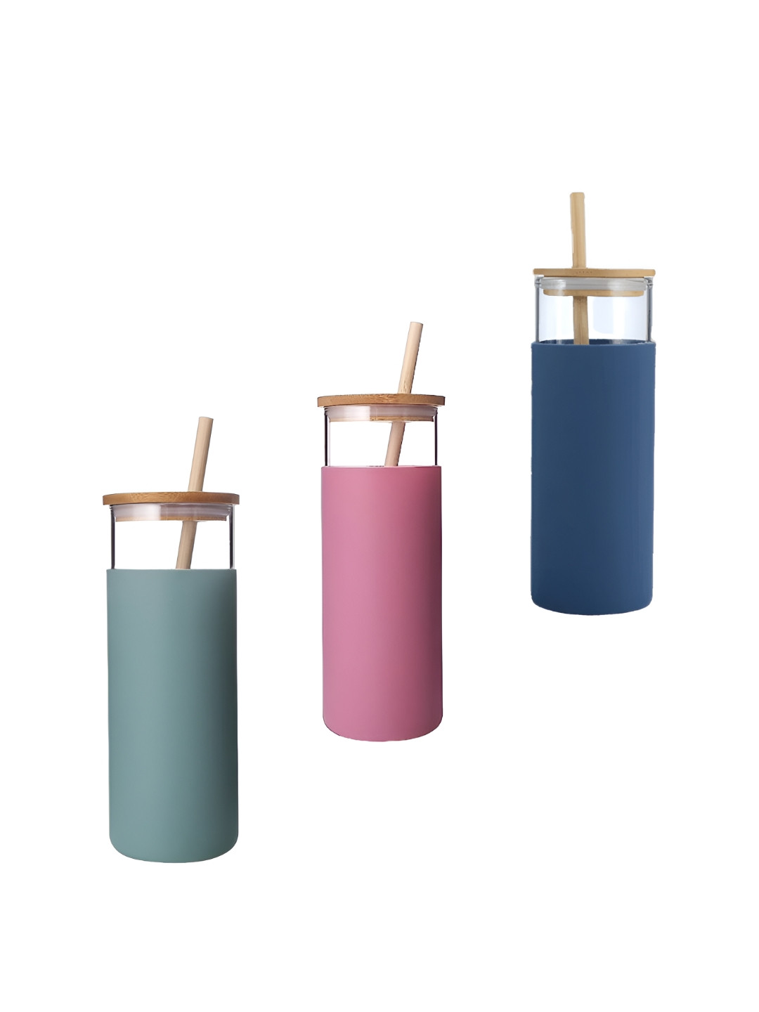 WELOUR Pink Solid Glass Spill Proof 3 Piece Water Bottle - 500ml