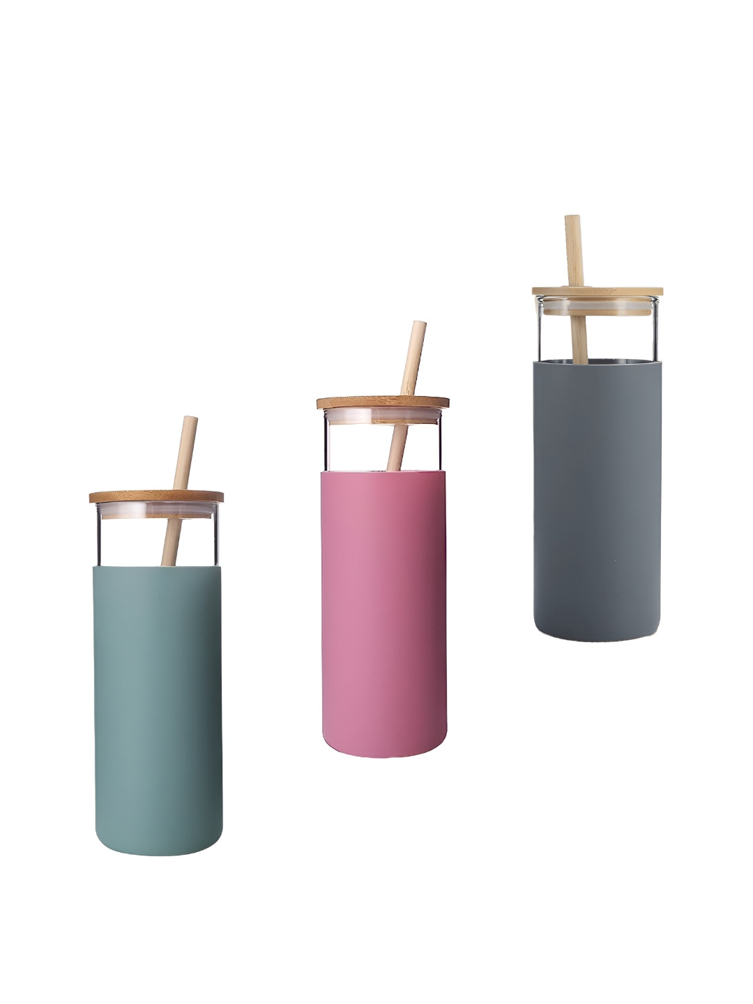 WELOUR Pink Glass Spill Proof 3 Piece Water Bottle - 500ml