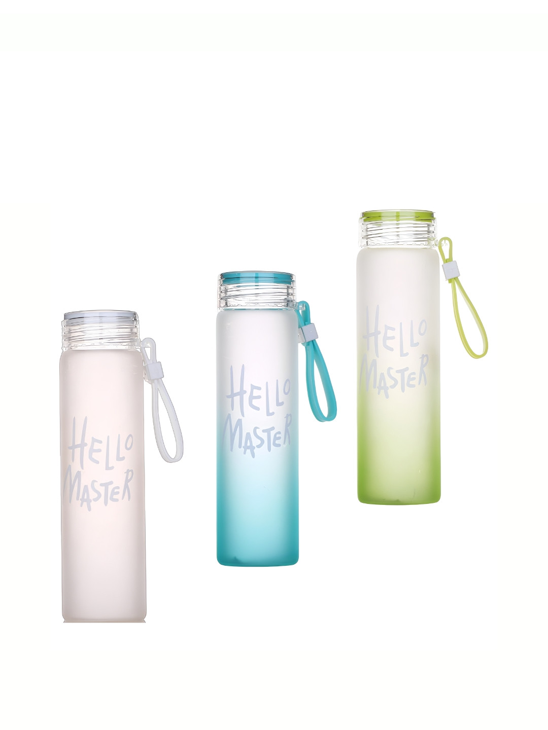 WELOUR Green & Blue 3 Pieces Glass Water Bottles 450ml