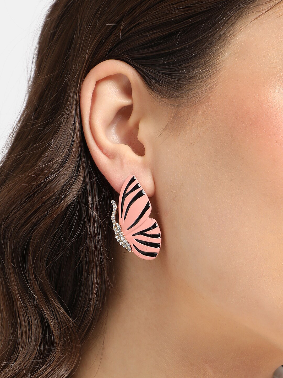DressBerry Gold Plated Butterfly Enamel Stud Earrings