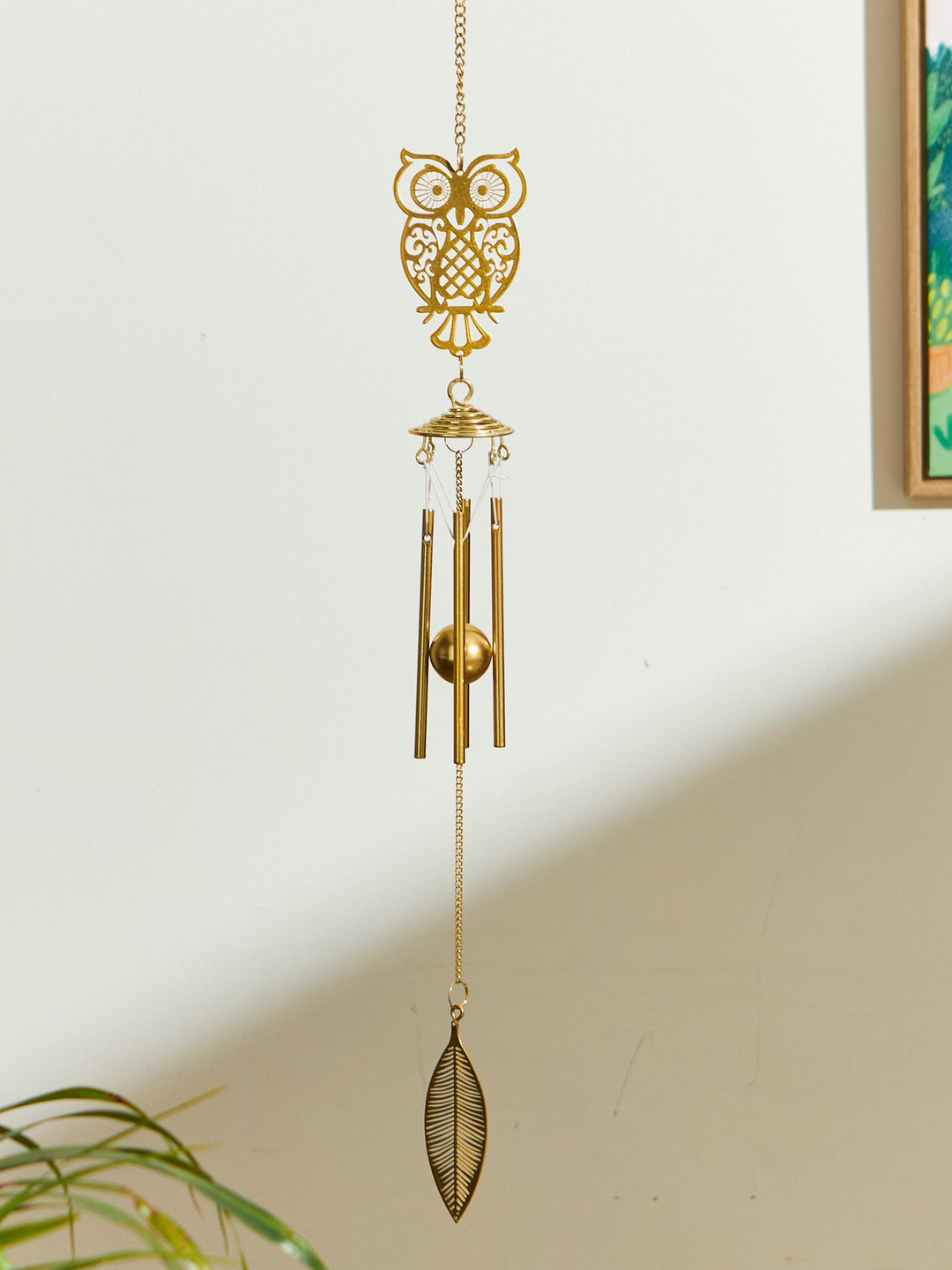 Chumbak Gold Toned Owl Dream Catcher Iron Windchimes