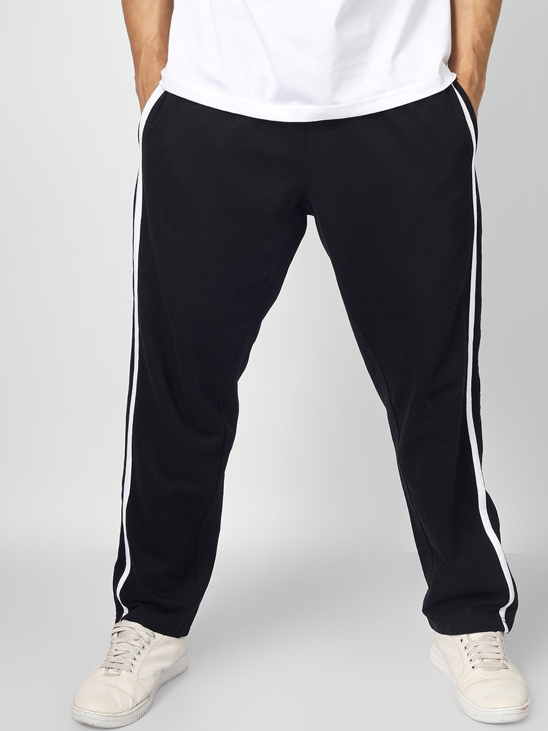 WEARDUDS Relaxed Fit Contrast Panel Pure Cotton Joggers