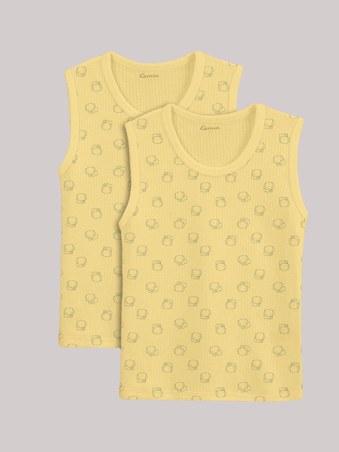 Kanvin Boys Yellow Pack of 2 Printed Thermal Tops