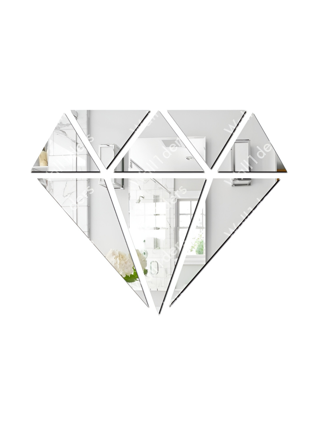 Wall1ders Grey Diamond Shape Self-Adhesive Mirror Wall Sticker