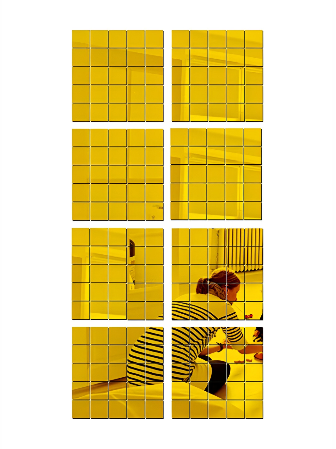 Wall1ders Gold Toned 200 Pcs Square Self-Adhesive Mirror Wall Stickers