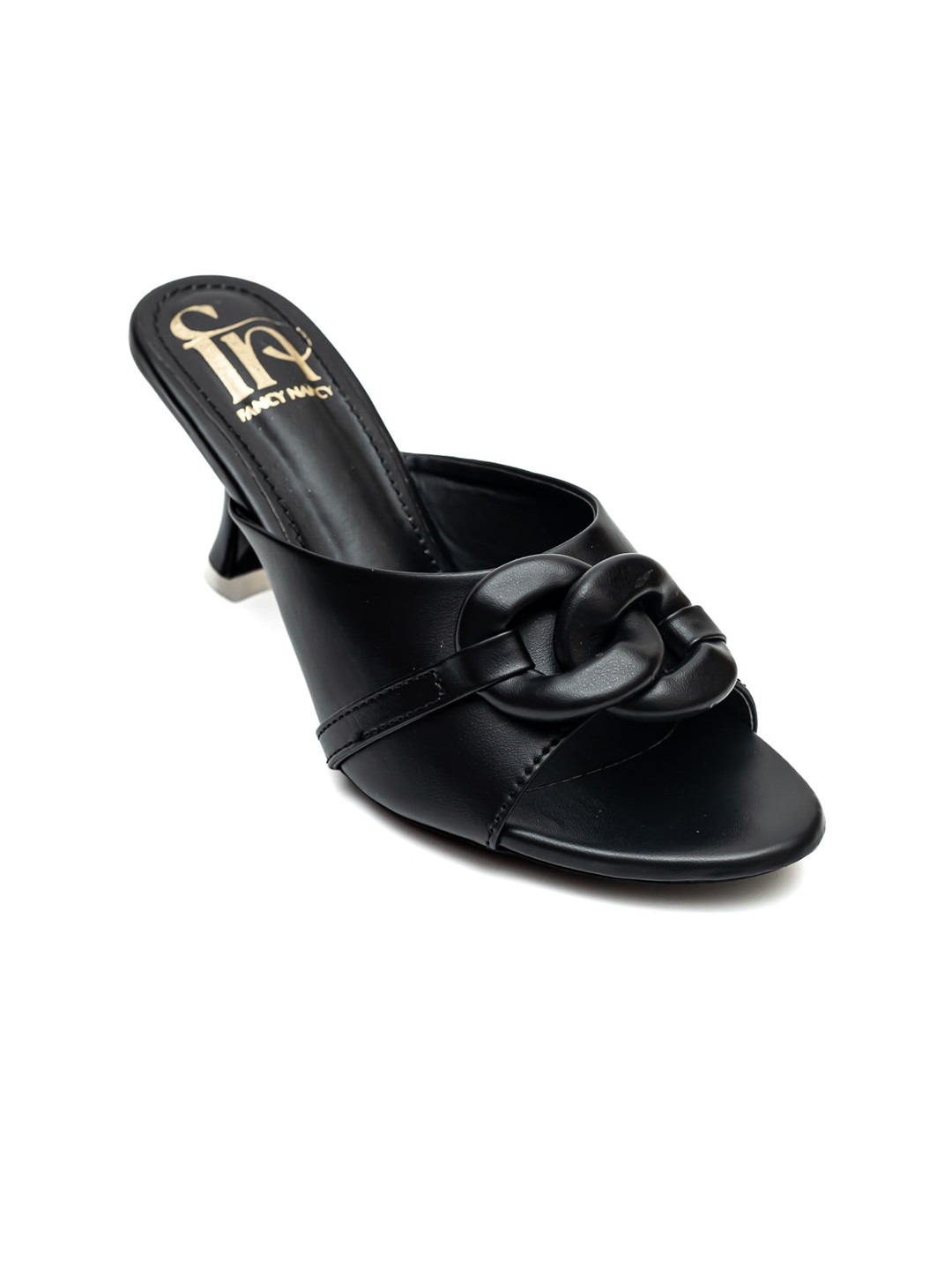 Dapper Feet-Fancy Nancy Buckle Detailed Open Toe Slim Heels